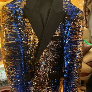 Men’s Sequin Blazer in Black, Blue, and Gold